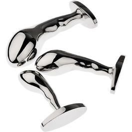 Анальний дildo з нержавіючої сталі з безпечною основою (L) - масажер простати, секс-іграшка для чоловіків та жінок