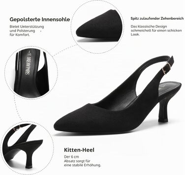 Жіночі туфлі-човники Dream Pairs Slingback на підборах, чорна замша, розмір 41 EU