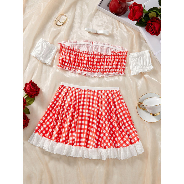 Еротичний костюм покоївниці Maid Dress, червоний, р. S