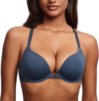 DOBREVA: жіночий бюстгальтер push-up з застібкою спереду, з кісточками, м'який, для топу, глибокий виріз, на зав'язках, з м'якою чашкою (70B, Sargasso)