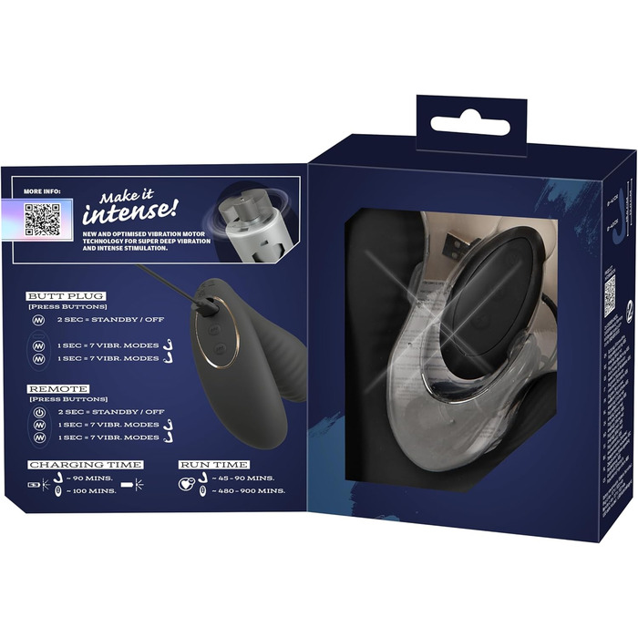 Вібратор Intense Rabbit Schwarz 4,3 см (Простатовий плагін)