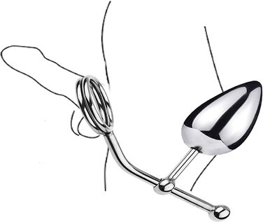 Анальний гачок з кільцями для яєчок, металевий, для БДСМ, з кільцем для статевого члена, з анальним штекером, для чоловіків, S+M+L