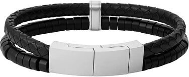 Чоловічий годинниковий ремінець Fossil Vintage Casual зі шкіри або нержавіючої сталі, з карабіном та застібкою (колір: нефритово-чорний)