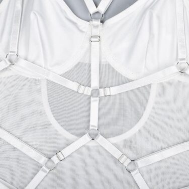 Жіноча спідниця-комбінезон з мереживом, сексуальна білизна, корсет, babydoll, нічна сорочка, біла, M