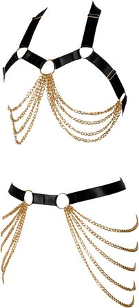 Ланцюжок на тіло BANSSGOTH для жінок: повний каркас, регульований, великі розміри, стрічки, готичний стиль, еластична тканина, на Хелловін, рейв, чорний