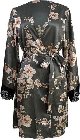 Світшот з фротте, сатиновий халат, піжама, нічна сорочка, кімоно, халат для душу, даний з поясом (сірий, S)