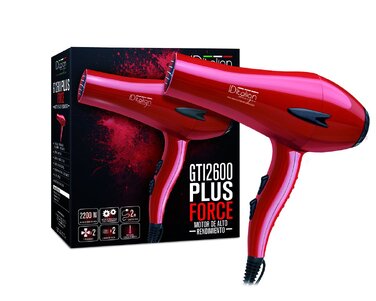 Професійний фен для волосся ID Italian Design GTI 2600 Force Plus, 2200 Вт, AC-мотор, 2 швидкості та температури, рожевий