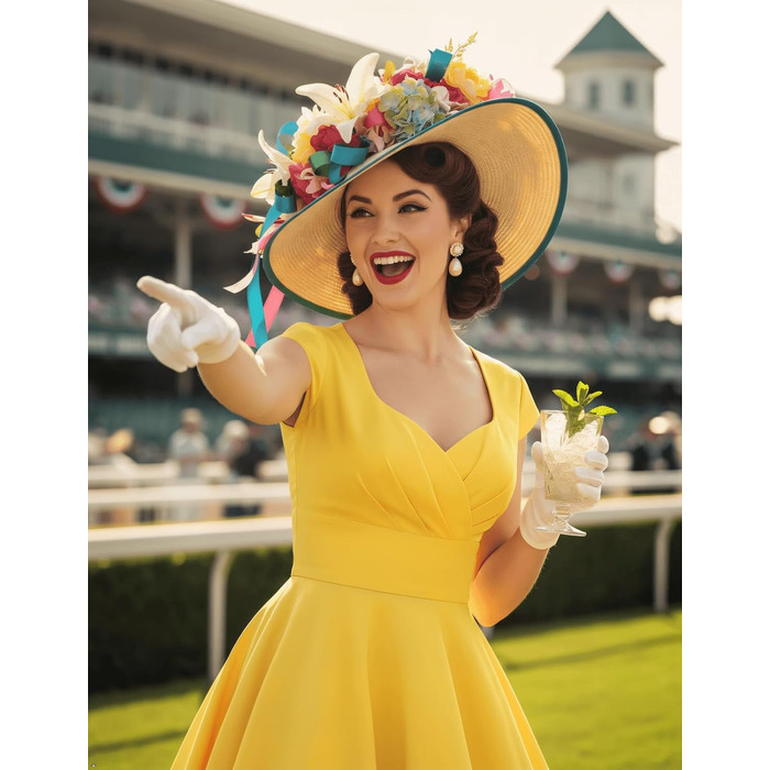 Сукня вінтаж Bbonlinedress 1950-х років ретро коктейльна Rockabilly з V-подібним вирізом, жовта, розмір L
