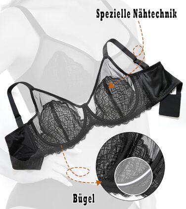 Чорний бюстгальтер Minimizer BH для великих розмірів з мереживом, без пуш-апу, повсякденний, класичний, 90F