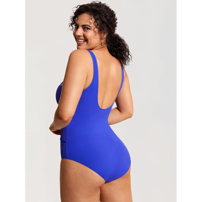 DELIMIRA купальник великого розміру, корегуючий, з V-подібним вирізом, смугастий (44, Milky Way Purple)