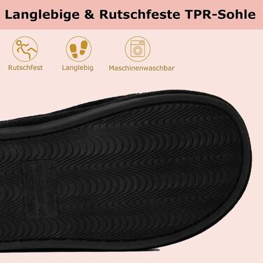 Зимові теплі капці Coswind для жінок та чоловіків з ефектом пам'яті Memory Foam, плюшеві домашні тапочки, чорні (розмір 38.5/40 EU)