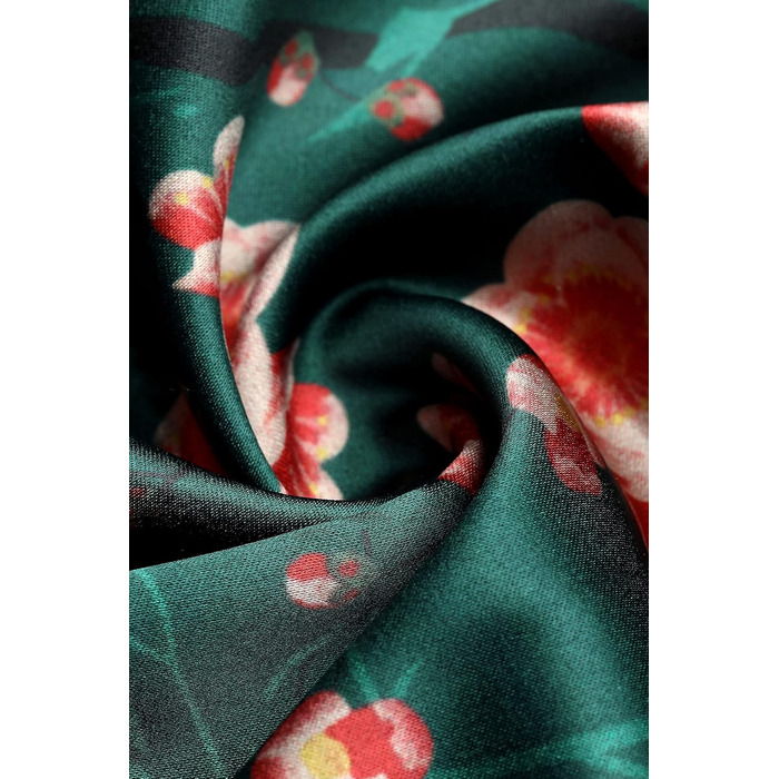 Халат жіночий довгий шовковий сатин, Kimono з принтом павича, BABEYOND, 135 см