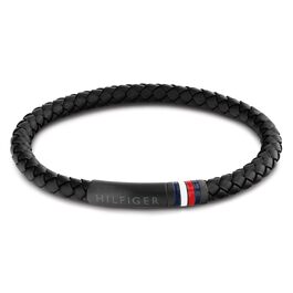 Чоловічий шкіряний браслет Tommy Hilfiger чорного кольору, модель 2790403