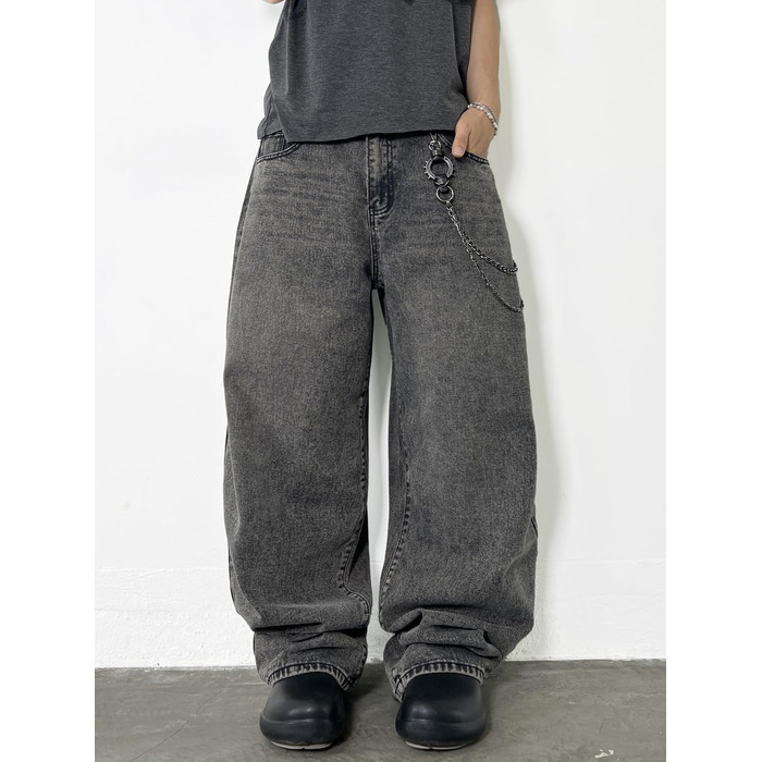 Чоловічі джинси Baggy в стилі хіп-хоп та скейтерські широкі штани Denim (сірі, розмір S)