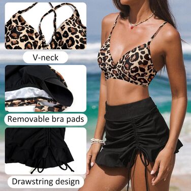 БІКІНІ жіночі двокомплектні з високою талією, з V-подібним вирізом, з шнурівкою, з леопардовим принтом, розмір XL