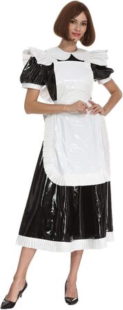 Чорне плаття з ПВХ для косплею/кросдресінгу, уніформа служниці, розмір 3XL