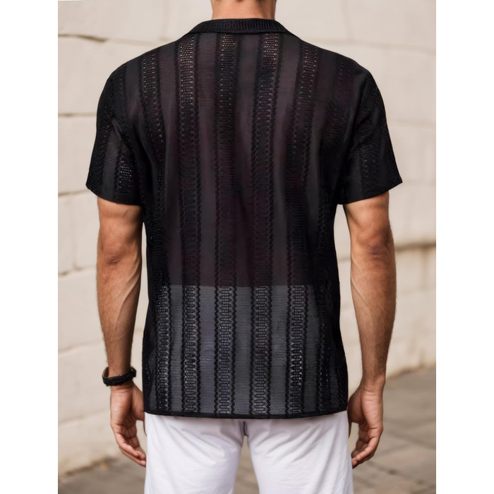 Чоловіча сорочка поло з мереживом AIEOE, колір чорний, розмір XL