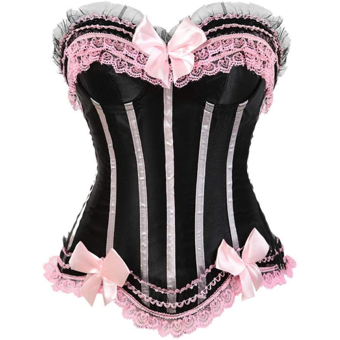 Корсет-бюстгальтер для дівчаток та жінок, рожевий, з мереживом, стильний топ-корсет з спідницею