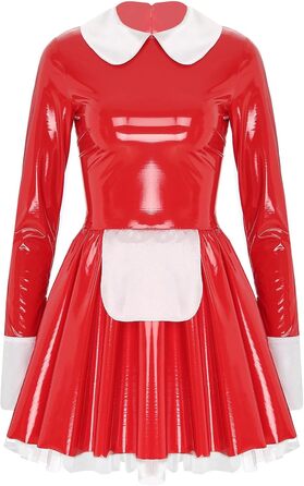 Жіноча спідня білизна Еротичний французький костюм горничної Cosplay A-line (Червоний, 4XL)