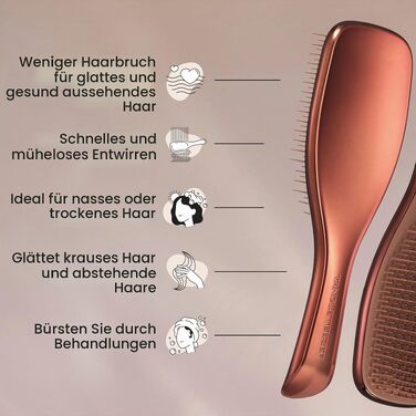 Щітка для волосся Tangle Teezer Ultimate Detangler для вологого та сухого волосся всіх типів, розплутуюча з дворівневими щетинками, колір Шоколадна бронза