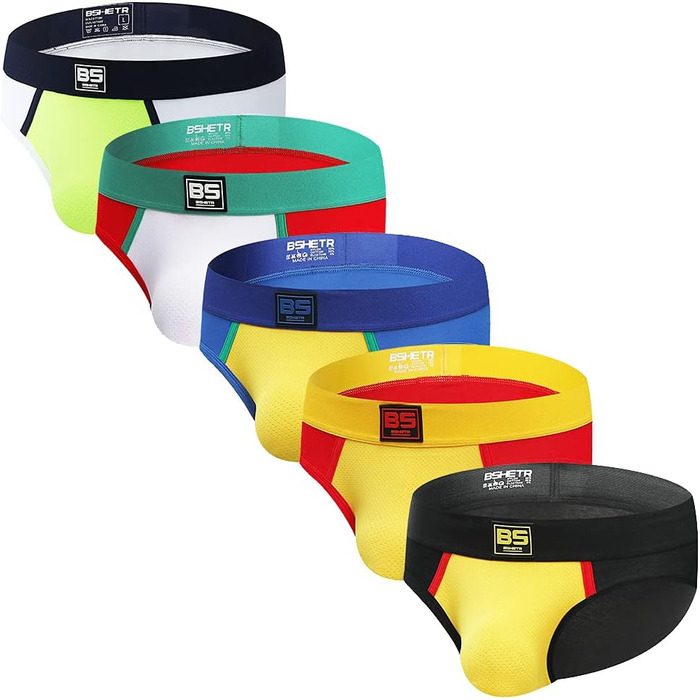 Чоловіча білизна BSHETR: 3/5 шт. в упаковці, мереживний матеріал, низька талія, яскраві кольори, м'яка, швидковисихаюча, контрастна білизна (XL, R026)