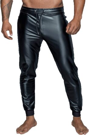 Чоловічі штани Treggings з Powerwetlook матеріалу чорного кольору XL | Noir Handmade Collection