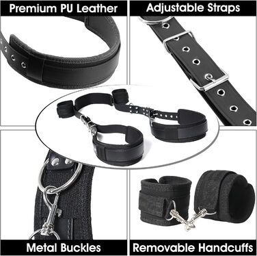 Набір для БДСМ: фетуювання ніг, наручники, набір для пар. Чорний колір.