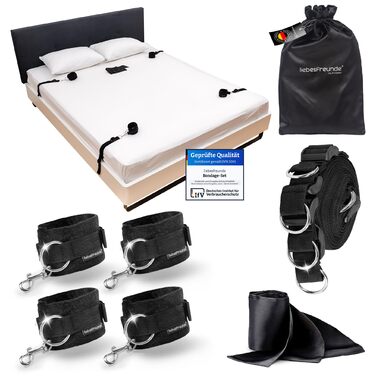 Набір для бондейжу Liebesfreunde® з кріпленнями для ліжка, наручниками та маскою для очей - BDSM для пар | Стабільний набір для сексуальних ігор