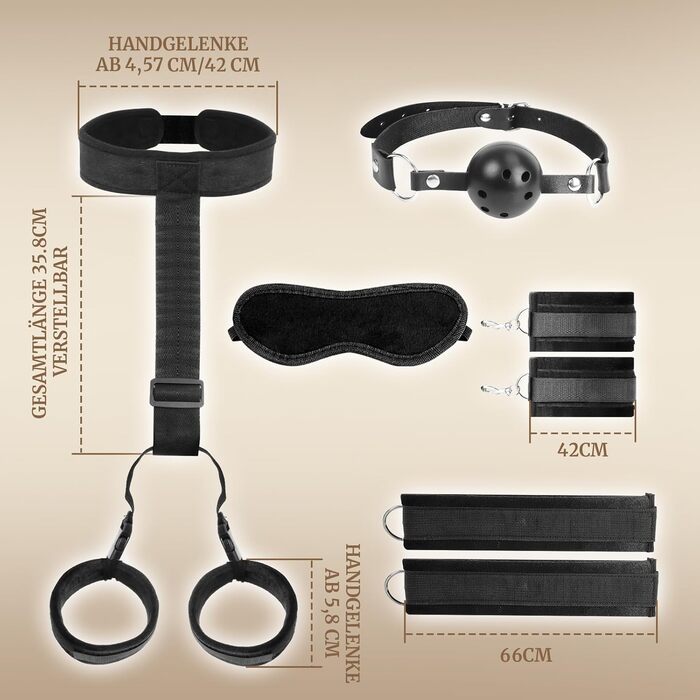Набір для БДСМ для пар: кайдани, наручники, фіксатори для ніг та рота. Міцний набір для сексуальних ігор.