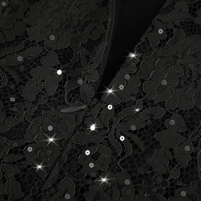 Чорна сукня для вечірнього виходу: коктейльна, з паєтками та мереживом, розмір XXL