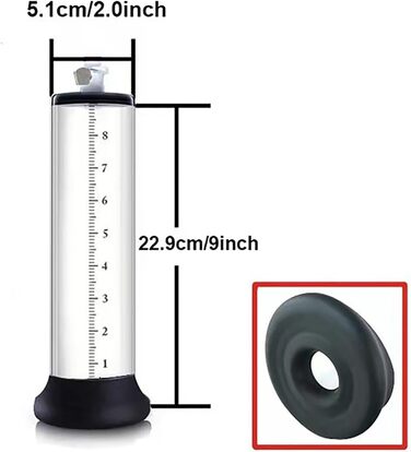 Насос для збільшення пеніса Qiyasex з манометром, ручний вакуумний насос для чоловіків, з'ємна манжета, м'який та гнучкий (22.9*5.1 см)