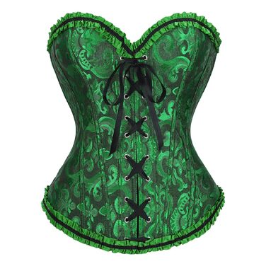 Корсетний топ для жінок TRIWORKS, сатиновий шнурівка-корсет Bustier для талії, святковий одяг для карнавалу та Різдва, чорний та зелений, розмір XXL