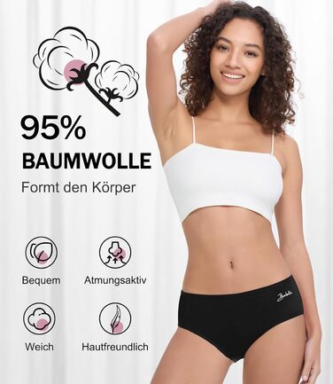 Бобель: 5 трусиків для жінок, бавовна, дихаюча підбірка, комфортні труси, м'які, еластичні (S-XXL) чорного кольору