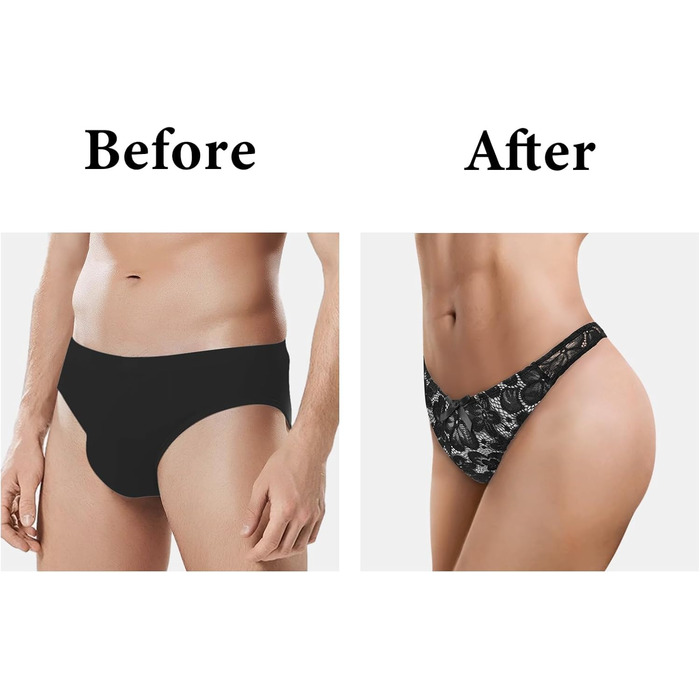 Танга з сітки LittleForBig для трансгендерів та кросдресерів, чорний колір, моделювання та корекція фігури