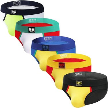 Чоловіча білизна BSHETR: 3/5 шт. в упаковці, мереживний матеріал, низька талія, яскраві кольори, м'яка, швидковисихаюча, контрастна білизна (XL, R026)