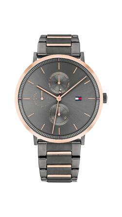 Жіночий багатофункціональний кварцовий годинник Tommy Hilfiger Gunmetal Gray, водонепроникність 3ATM, сталевий ремінець