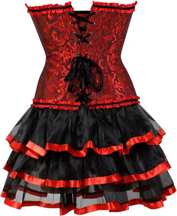 Сукня-корсет Moulin Rouge в готичному стилі з спідницею, розміри S-3XL (3XL, 01 Hot Pink)