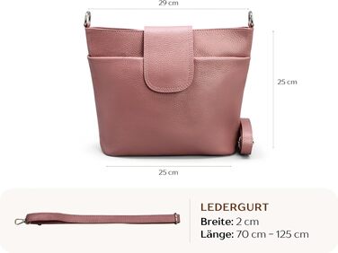 Жіноча сумка через плече Brise Art ELLIE з натуральної шкіри, ручної роботи, Crossbody Bag з 6 відділеннями, Made in Italy (Колір: Старорожевий)