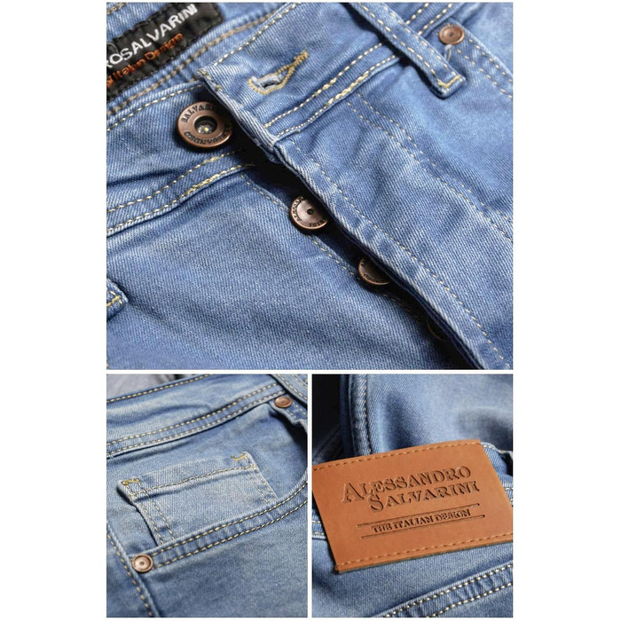 Чоловічі джинси Alessandro Salvarini Slim Fit з ефектом Washed, середньо-сині, стрейч (32W / 32L)