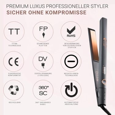 Стайлер 2 в 1 для випрямлення та завивки волосся, випрямляч і плойка Rose Gold Control, ширина пластин 3.5 см