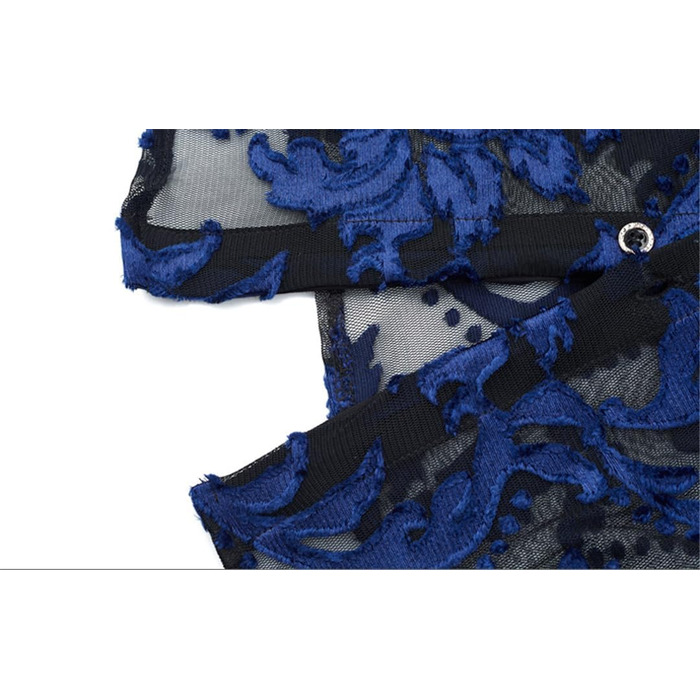 Прозора чоловіча сорочка з квітковою вишивкою EN8 7713 | Сексі сорочка з мереживом для вечірок