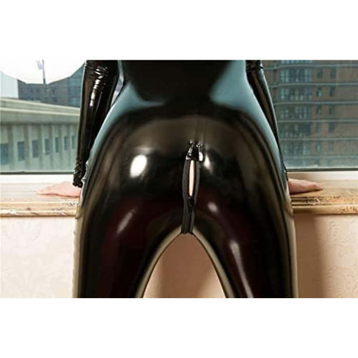 Латексний костюм-комбінезон для жінок, чорний, 3XL. Сексуальний латексний боді, комбінезон з довгим рукавом, еротична клубна мода, преміум якість.