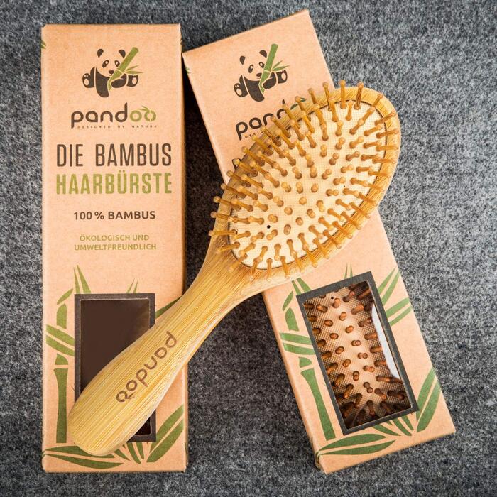 Бамбукова щітка для волосся pandoo Paddle Brush — масажна щітка з закругленими бамбуковими щетинками для розплутування та щоденного догляду