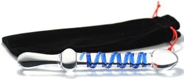 Преміум скляний дилдо eeddoo® 23 см - дилдо подвійного типу з заглушкою для анусу, з текстурою та ручкою. Стимулятор G-точки, секс-іграшка для жінок та чоловіків.