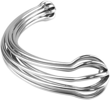 Анальний стимулятор з подвійним наконеччям для чоловіків та жінок, металевий, L, срібний