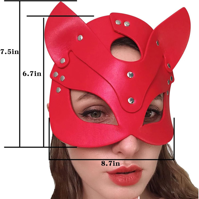 Маска для обличчя SINSEN з котячого хутра для жінок, червона, аксесуар для косплею, карнавалу та Хелловіну