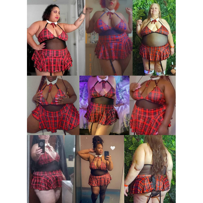 Еволюст (EVELUST) жіночий комплект нижньої білизни для ролевих ігор, костюм, сексуальна мереживна сукня-теді з зав'язками та міні-спідницею, червоний, розмір XXL