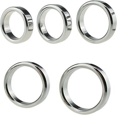 Набір з 3 шт. металевих обручів для яєчок (5 розмірів) – металеві обручі для пеніса, розтягувачі яєчок, обважнювачі мошонки, бондж, секс-іграшки для чоловіків, срібло