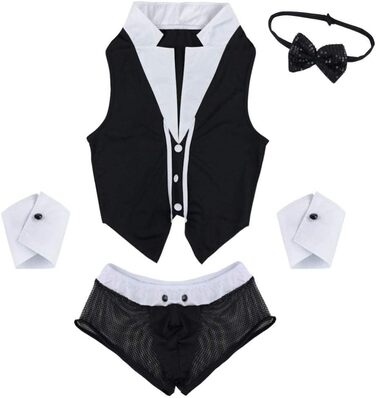 Боксерки чоловічі KHDFYER з принтом служанки, 5 шт. Комплект нижньої білизни з наручниками, чорний, M