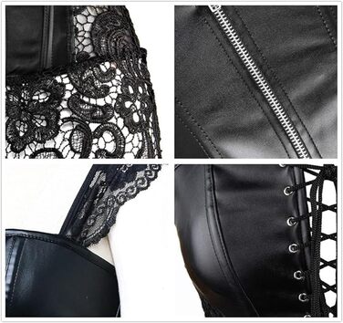 Жіночий корсет з екошкіри, готичний, сексуальний, для клубів, чорний, XXL